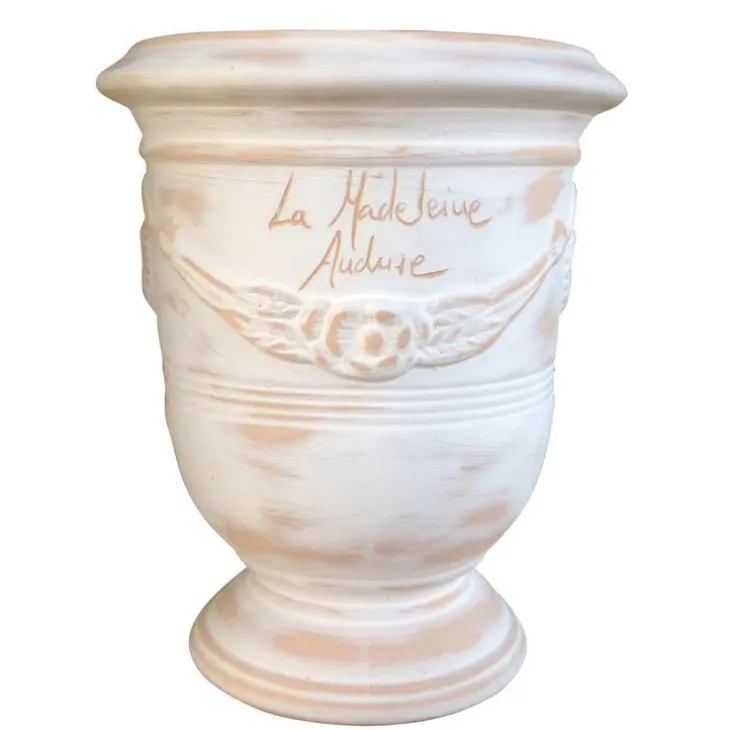 Vase Anduze mini cérusé en terre cuite H 22 x Ø 17 cm