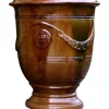 Vase Anduze tradition flammé en terre cuite émaillée H 55 x Ø 45 cm