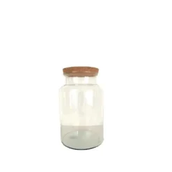 Vase Bose en verre transparent avec bouchon liège Naturalys taille L - Ø 19 x 40 cm