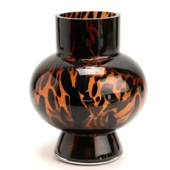 Vase décoratif coloris marron en verre - 15 x 18 x 14,8 cm