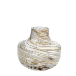 Vase décoratif Josh coloris blanc en verre - 18 x 16,6 x 17,5 cm