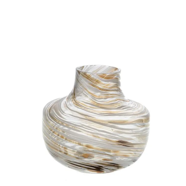 Vase décoratif Josh coloris blanc en verre - 18 x 16,6 x 17,5 cm
