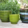 Vase en terre cuite émaillée vert Forêt Les Poteries d’Albi Rebord - Ø 30 x H 27 cm