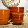 Vase en terre cuite émaillée orange Savane Les Poteries d’Albi Rebord - Ø 35 x H 33 cm