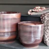 Vase en terre cuite émaillée marron Châtaigne Les Poteries d’Albi Rebord - Ø 35 x H 33 cm