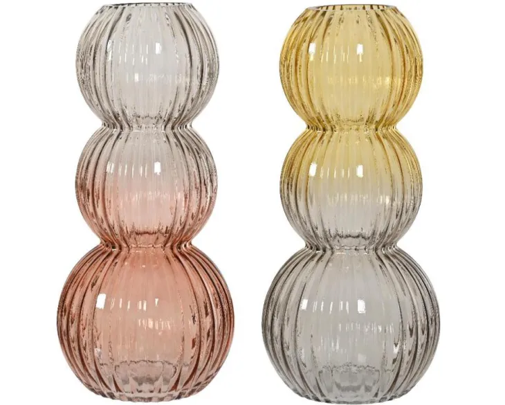 Vase en verre multicolore forme 3 bulles - Ø 15 x H 33 cm