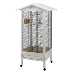 Volière pour canaris et oiseaux exotiques coloris blanc en bois Ferplast Hemmy – 84,5 x 65,5 x 165 cm